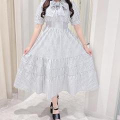 【新品】evelyn　コットンワンピース evelyn エブリン フラワーコットンop ワンピース カラー ブルー