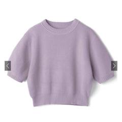 【グレイル】パフスリーブニットトップス　半袖　淡色　パステル　L
