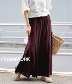美品♡ FRAMeWORK ピースダイ切替フレアスカート茶40