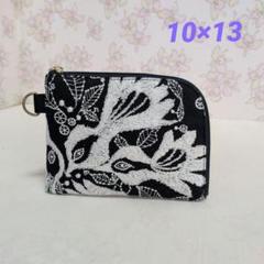 ハンドメイド＊ミナペルホネン【両面】 forest tile (ブラック)ポーチ ミナペルホネン 生地使用 swan/forest tile ハンドメイドポーチ