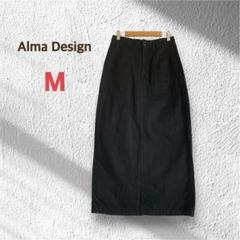 アルマデザイン ロングスカート タイトスカート M ブラック 綿100 シンプル