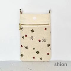 ハンドメイド スマホショルダー ポーチ ポシェット てんとう虫