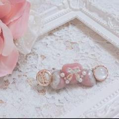 ハート リボン 天使の羽根 ヘアクリップ ハンドメイド