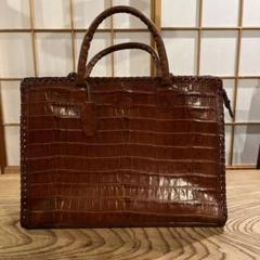 IBIZA ハンドバッグ クロコダイル × 牛革 グレージュ 藍染クロコダイル レイーナ 2WAYハンドバッグ – イビサ