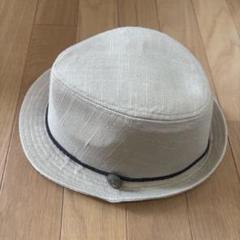 リネン ベージュ ハット ストラップ付き
