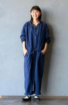 nest Robe upcycleLino オールインワン 黒 nest Robe 『upcycleLino』 フラウンススキッパーワンピース