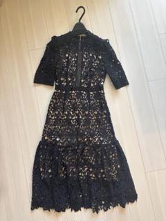 【超美品！1回使用のみ！】セルフォード レース ワンピース オケージョン 黒 セルフォード CELFORD コード刺繍レースワンピース （ブラック