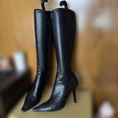 【美品】プールサイド24.5cmロングブーツ黒ブラックブランドPOOL SIDE POOL SIDE - プールサイド ニーハイブーツ ロングブーツ