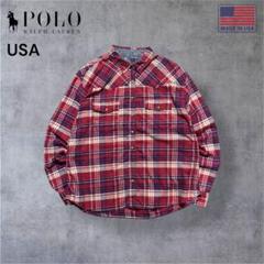 90s【USA】PoloRalphLaurenコットンマドラスチェックシャツXL