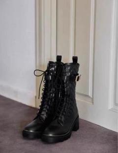 新品未使用　Her lip to 黒 ロングブーツ 37 Square Toe Long Boots