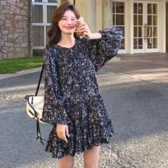 花柄ミニAラインワンピース♥脚長効果でお洒落に女子会やデートに