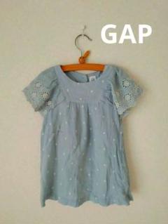 【美品】baby GAP 水色花柄刺繍ブラウス 18-24ヶ月　90cm