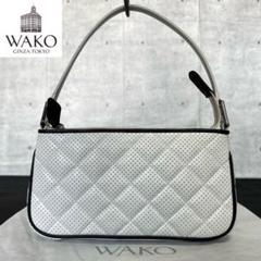 良品 WAKO 銀座和光 レザー パンチング ホワイト 肩掛けワンハンドルバッグ