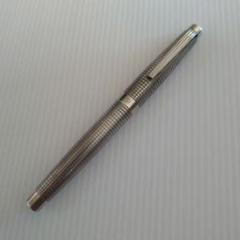 プラチナ万年筆　Riviere　ストライプ　18k-WG レトロ　ブラウン 新品 昭和レトロ プラチナ万年筆 RIVIERE 18KWG 細字 ストライプ