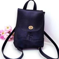 希少✨4134 オールドコーチ リュック レザー 黒 金具 A4可 チャーム付き 美品】COACH オールドコーチ レザー リュックサック 4134