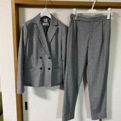 インデックス　スーツ　M グレー　チェック　パンツスーツ　セレモニー インデックススーツM グレーチェックパンツスーツセレモニー