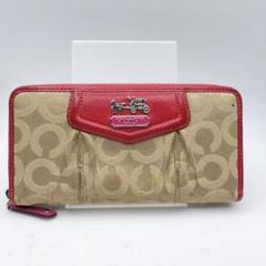 コーチ　長財布　財布　ウォレット　オプアート　ピンク