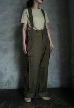 レア　美品　60s 東ドイツ軍　カーゴ　ミリタリー　パンツ サスペンダー リジェクト 訳あり品 実物 USED オーストリア軍 ダブルニー