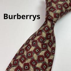 BURBERRY  バーバリー　ネクタイ　ボルドー　ホースロゴ　小紋柄 極美品】BURBERRY LONDON ホースロゴ 小紋柄 格子柄 レッド