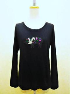 sunao kuwahara(スナオクワハラ) 長袖カットソー サイズM レディース美品  黒×マルチ 刺繍 2025年最新】sunaokuwahara レディース 長袖 Tシャツ