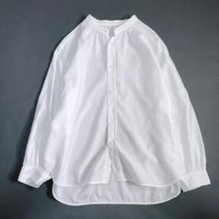 美品 マカフィー トゥモローランド ギャザー シャツ ブラウス バンドカラー