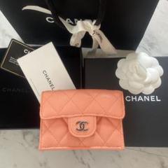 新品未使用✨CHANELシャネルピンクキャビアスキンミニウォレット三つ折り財布