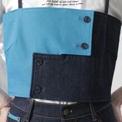 新品・タグ付き【Mia】配色デニムビスチェ(M)切り替え　インディゴ　完売　春服
