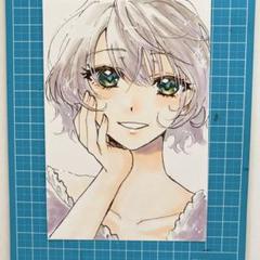 福袋 大丸 オリジナル手描きイラスト ショートボブの女の子 ポストカード イラスト