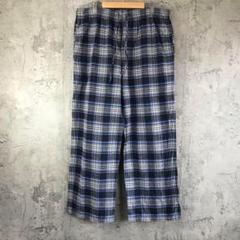 Z3657古着　チェックパンツ　パジャマパンツ　紺　グレー　青　黒