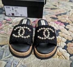 CHANEL☆サンダル 値下げ お値下げCHANEL パール装飾スライドサンダル サイズ36 23〜24cm