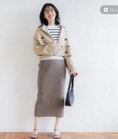 【美品】シャリ感リブニット　ミディアム丈スカート