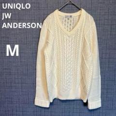 ユニクロ UNIQLO JWA ケーブルVネックセーター M 白
