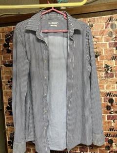 ZARA ストライプシャツ　スリムフィットS 38 ネイビー