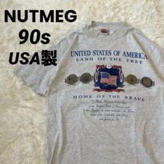 NUTMEG ナツメグ USA製 Tシャツ グレー 星条旗 シングルステッチ Lのサムネイル