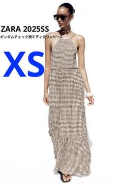 【ZARA】ギンガムチェック柄ミディ丈ワンピース8741/093/700 ギンガムチェック柄ミディ丈ワンピース - ブラウン | ZARA Japan