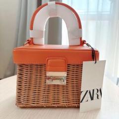 【新品】ZARA 編み込み バック オレンジ ミニバック 2way 新品】ZARA 編み込み バック オレンジ ミニバック 2way