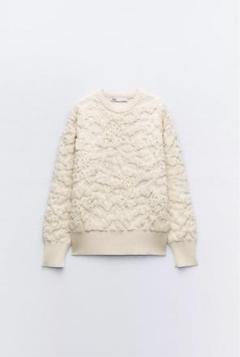 ZARA テクスチャーフェイクパールニットセーター
