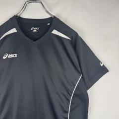 ASICS ラグラン Vネック 胸ロゴ Tシャツ XF 黒