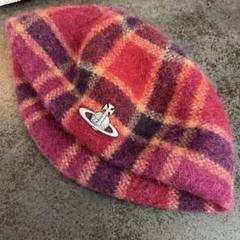Vivienne Westwood アルパカ26% ベレー帽　オーブ　チェック柄 Vivienne Westwood - Vivienne Westwood アルパカ26% ベレー帽