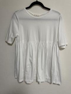 【新品タグ付♪】yori ヨリ ワイドヘムギャザーカットソー 白　ホワイト yori(ヨリ)の「ワイドヘムギャザーカットソー【2021SP】2月上旬