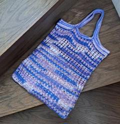 『ハンドメイド』手編みの方眼編みの夏バッグ