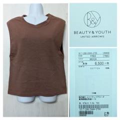 BEAUTY＆YOUTH　ヴィンテージコットンフレンチスリーブカットソー 　モカ