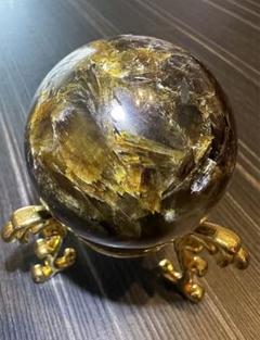 虹 シラー キラキラ♡ ゴールデンマイカ スフィア 丸玉 約54mm 天然石 虹 シラー キラキラ♡ ゴールデンマイカ スフィア 丸玉 約54mm