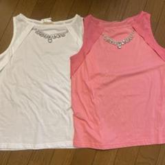 お値下げ　ビジュー付き(取り外し可能)タンクトップ　カットソー　2枚セット　38