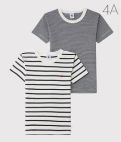 新品未使用 プチバトー マリニエール&ミラレ 半袖 Tシャツ 2枚組 4ans