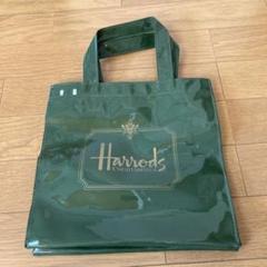 ロンドン・ハロッズ購入 ハロッズ リバーシブルトートバッグ 美品 ハロッズ モスグリーン×ブラック リバーシブルトートバッグ