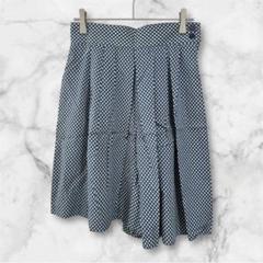 【美品】ガウチョパンツ ドット柄 プリーツ アシメ レーヨン100% オシャレ