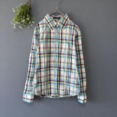 コープセクボーガー［M］美品　コットン100　涼し気　チェック柄シャツ　長袖