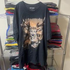 90sエクストリーム　ブラック黒　アニマル　シカ鹿tシャツUSA直輸入 動物古着