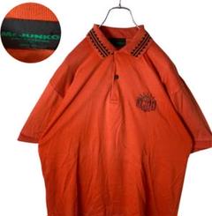 日本製90s古着ミスタージュンコ エンブレム刺繍ロゴオレンジポロシャツゆったり